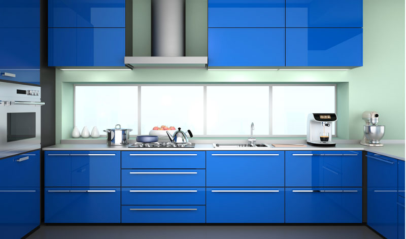 Blue Metal Kitchen Cabinets
