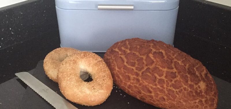 Enamel bread bins variations in size, color and even shape