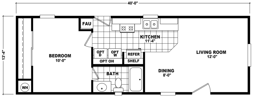 Small mobile homes floor-plans 530-SqFt