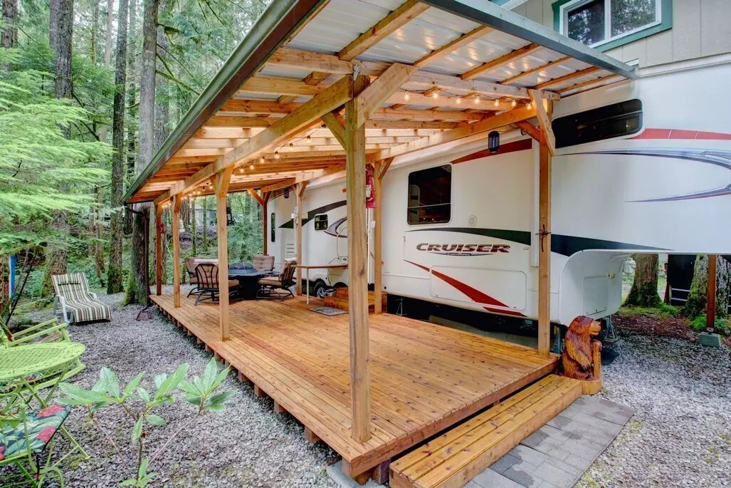 33 Stunning Permanent RV Camper Outdoor Set Up Ideas: Turn Your Site Into a Dreamy Escape