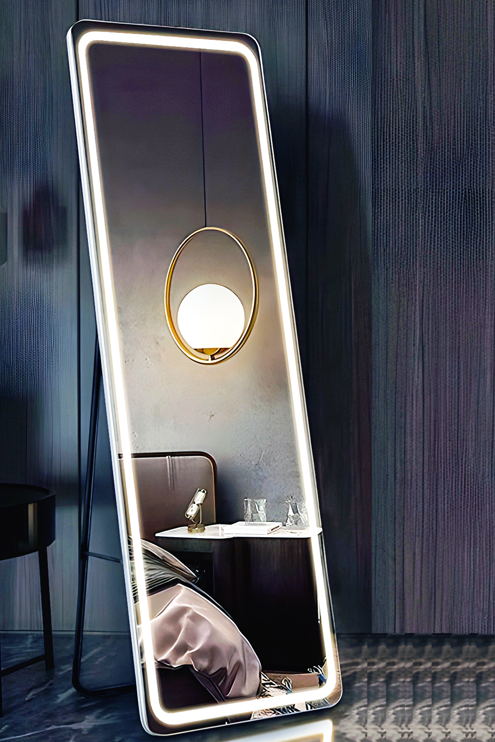 Bedroom Corner Mirror with LED Lighting