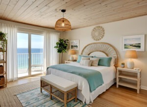 Coastal Boho Bedroom Ideas With Rattan, Linen, and Beachy Layers