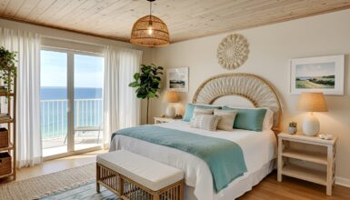 Coastal Boho Bedroom Ideas With Rattan, Linen, and Beachy Layers