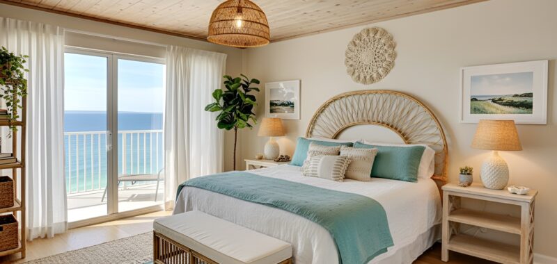 Coastal Boho Bedroom Ideas With Rattan, Linen, and Beachy Layers