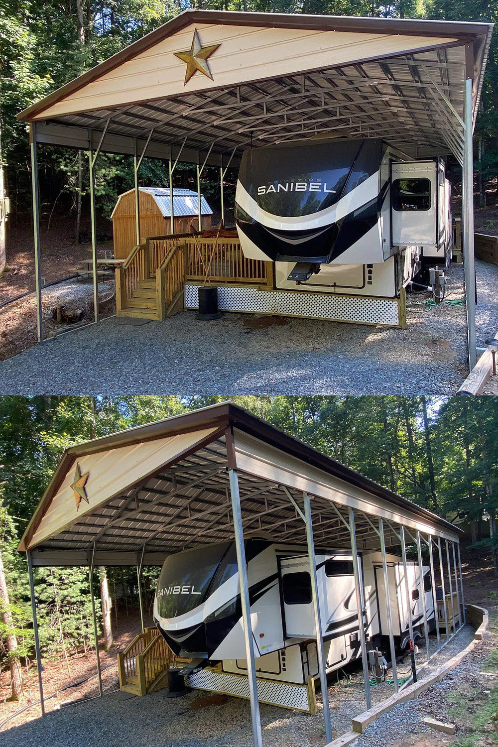 Cozy 5th Wheel Camper Outdoor Setup