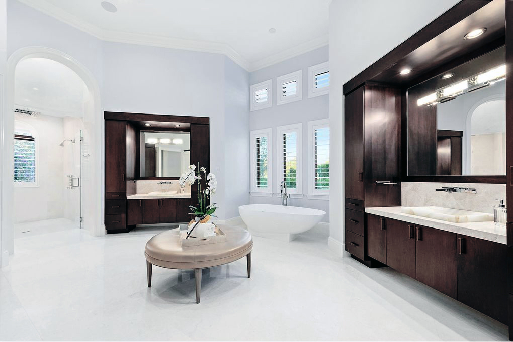 Espresso Vanity with A Cool Marble Top