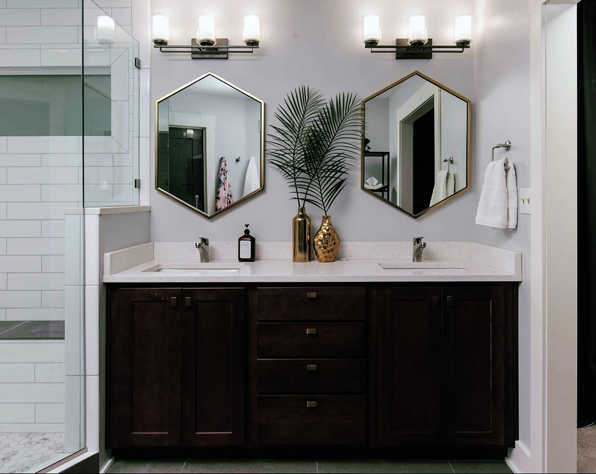 Espresso Vanity with Geometric Flair