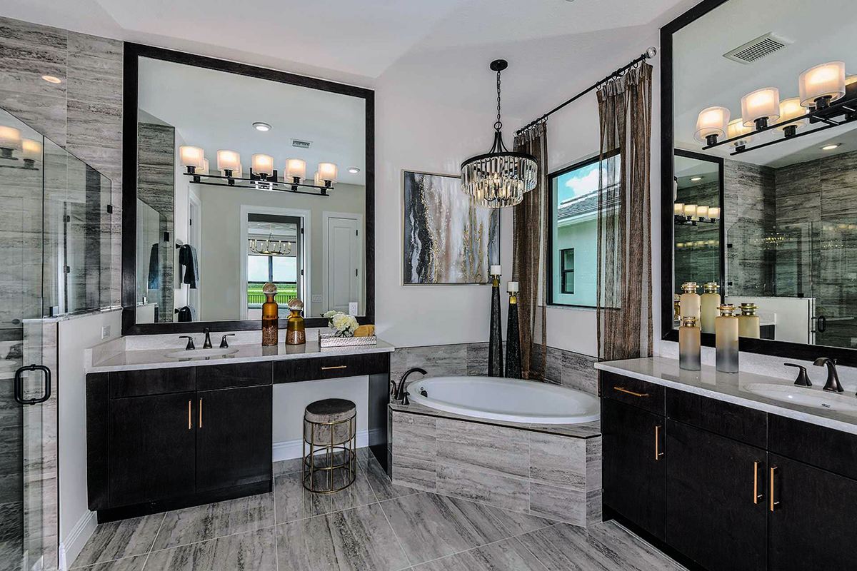 Espresso Vanity with Glamorous Accents