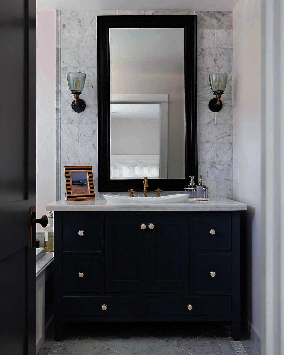 Espresso Vanity with Marble Charm