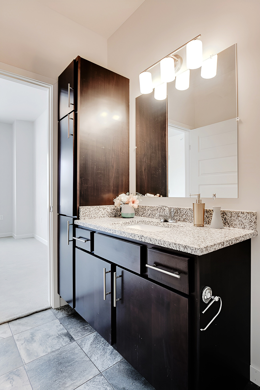 Espresso Vanity with a Chic Twist