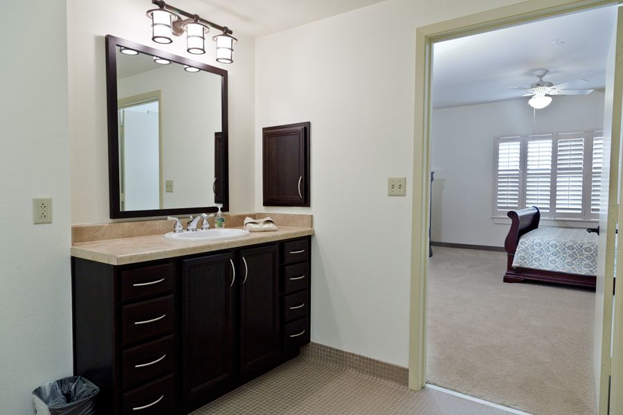 Espresso Vanity with a Cozy Feel