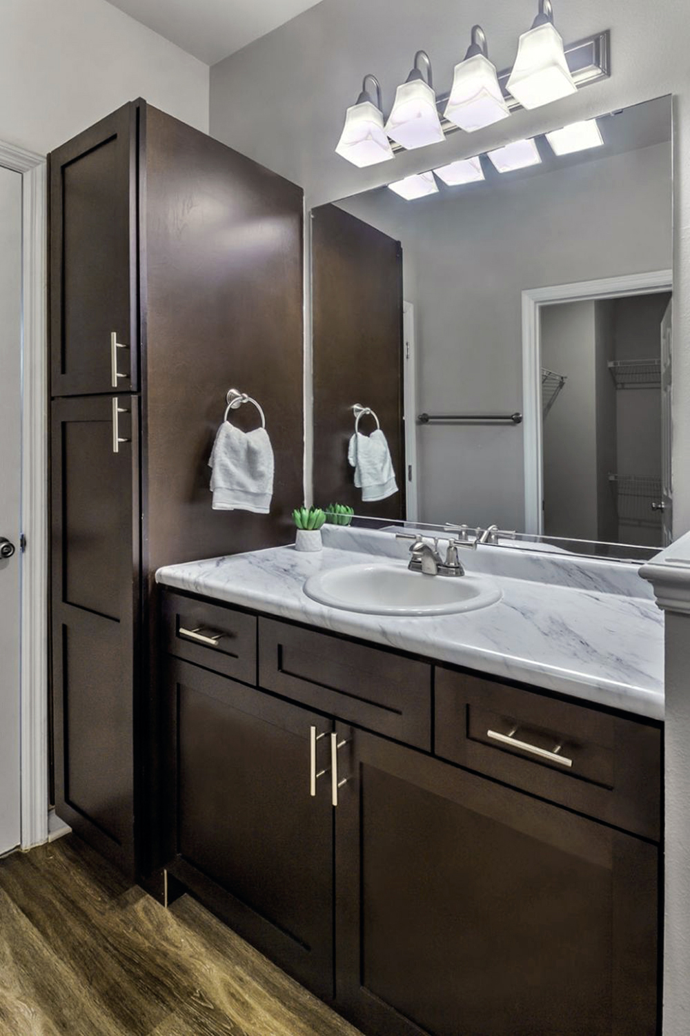 Espresso Vanity with a Marble Twist