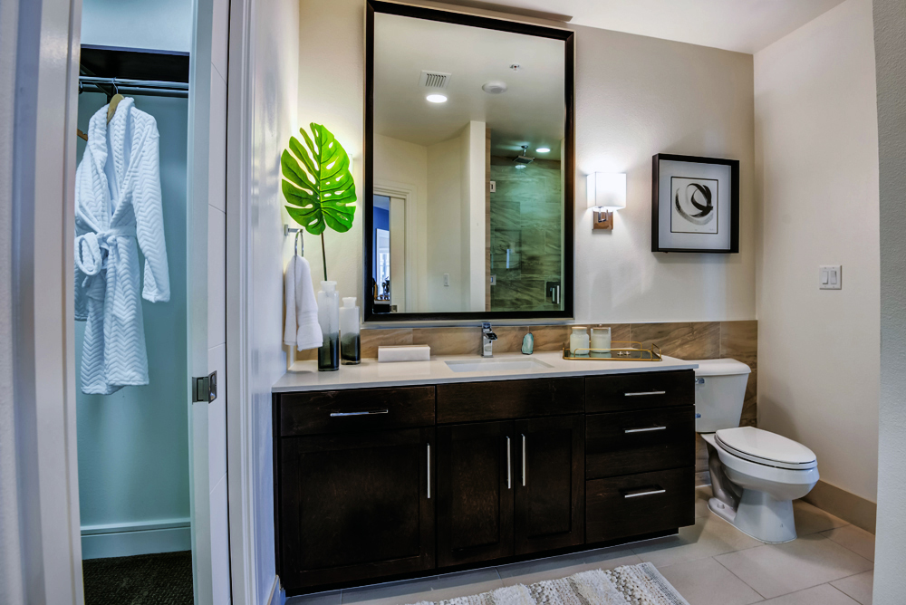 Espresso Vanity with a Touch of Green