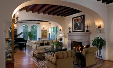 Beautiful Hacienda Living Rooms With Arches, Beams, and Cozy Fireplaces