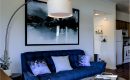 Living Room with Navy Blue Sofas