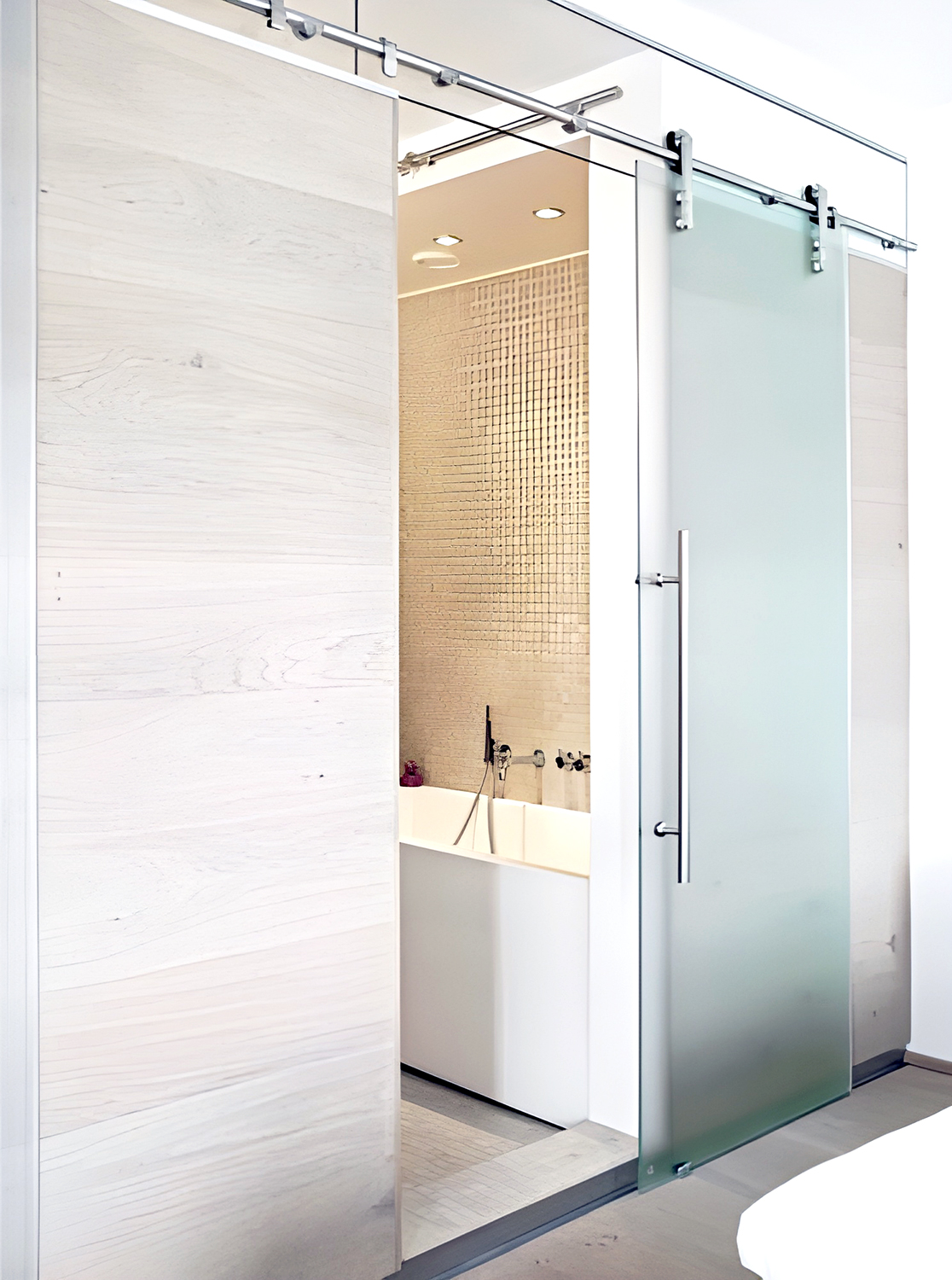 Master Bathroom Frosted Glass Doors