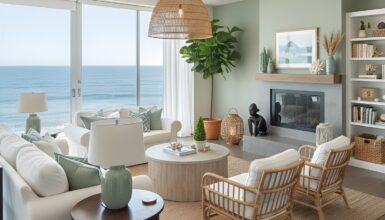 Sage Green Beach House Living Room Decor