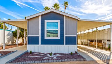 Single Wide Mobile Home with Fresh Blue Curb Appeal