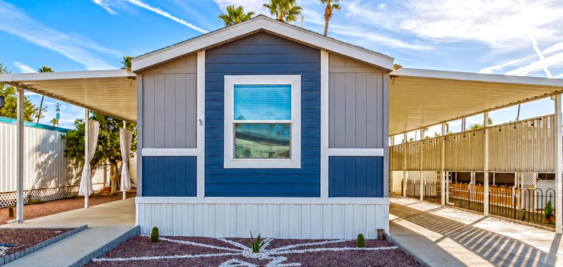 Single Wide Mobile Home with Fresh Blue Curb Appeal