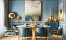 Stunning Blue and Gold Dining Room Design Ideas