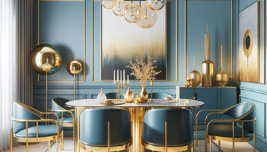 Stunning Blue and Gold Dining Room Design Ideas