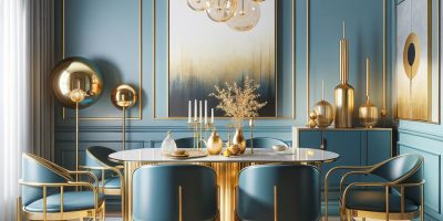 Stunning Blue and Gold Dining Room Design Ideas
