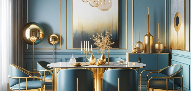 15 Stunning Blue and Gold Dining Room Design Ideas