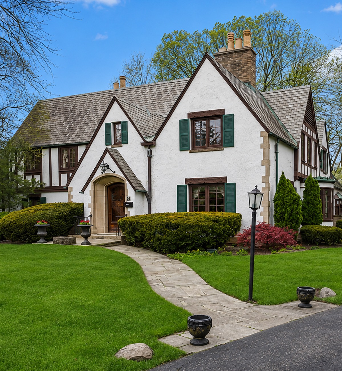 White Tudor House Exterior Color Schemes