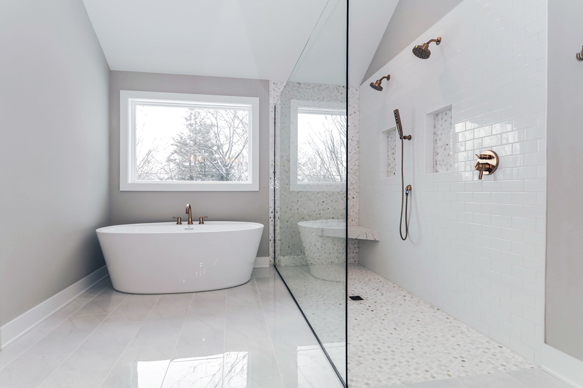 tub beside shower